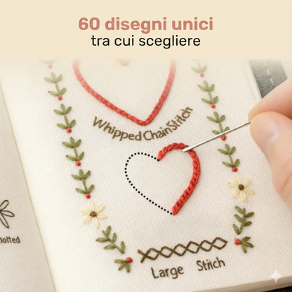 Kit di Ricamo Terapeutico – Libro con oltre 60 Disegni
